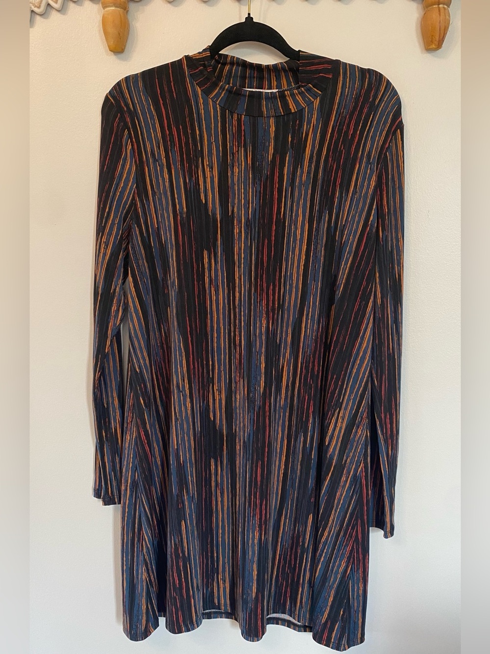BCBGeneration Dress with Blue, Orange and Red Brushstroke Stripes